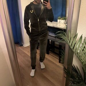 True Religion Brown Velour jacket and joggers set